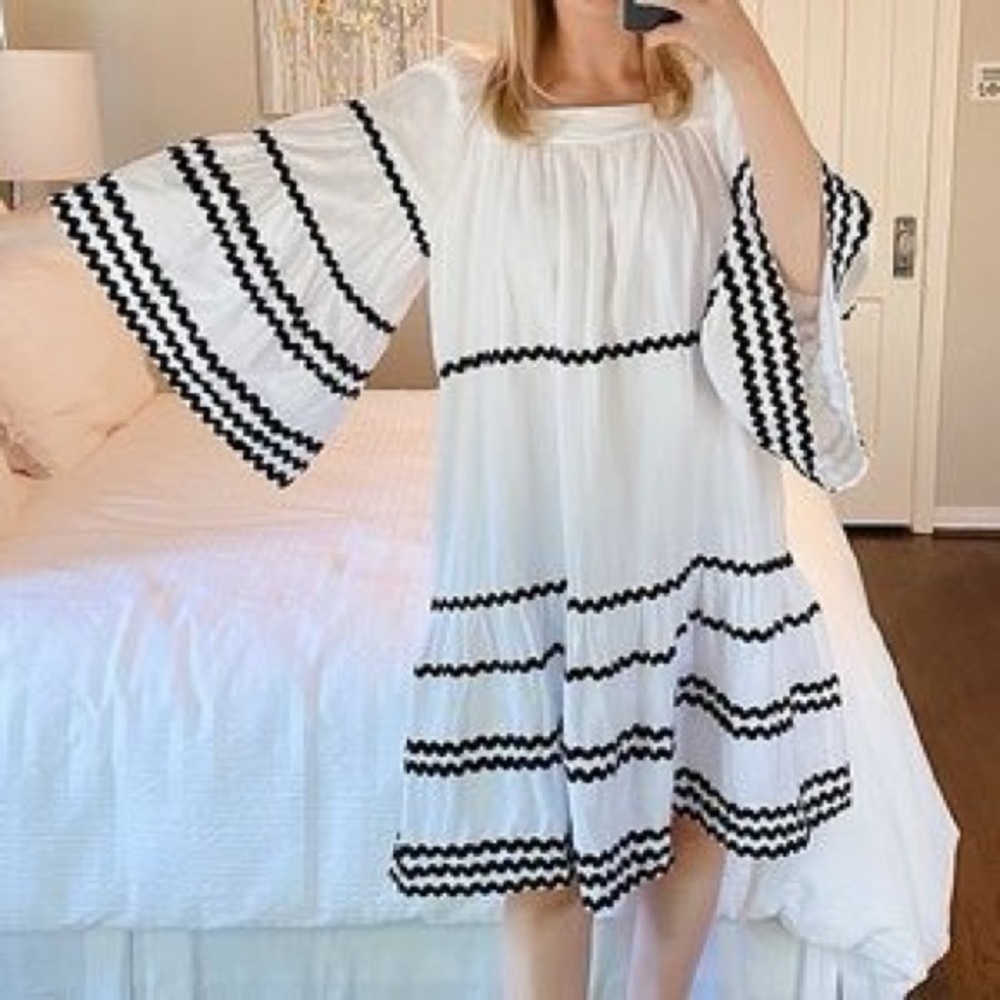 Lisa Marie Fernandez for Target Black and White Ricrac Square Neck Dress